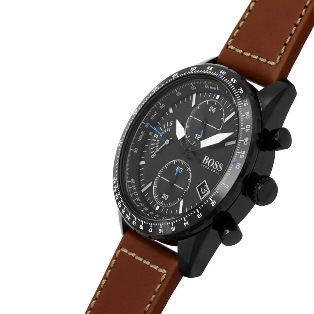 Hugo Boss Pilot Edition 1513851 Black Case Black Dial Brown Leather Men's Watch