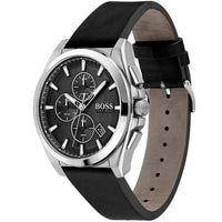 Hugo Boss Grandmaster 1513881 Men's Silver Steel Watch with Black Leather Strap