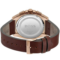 Hugo Boss Grandmaster 1513882 Men's Rose Gold Watch Grey Dial Brown Leather