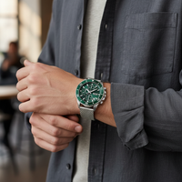 Hugo Boss Admiral 1513905 Men's Green Diver Watch Silver Mesh