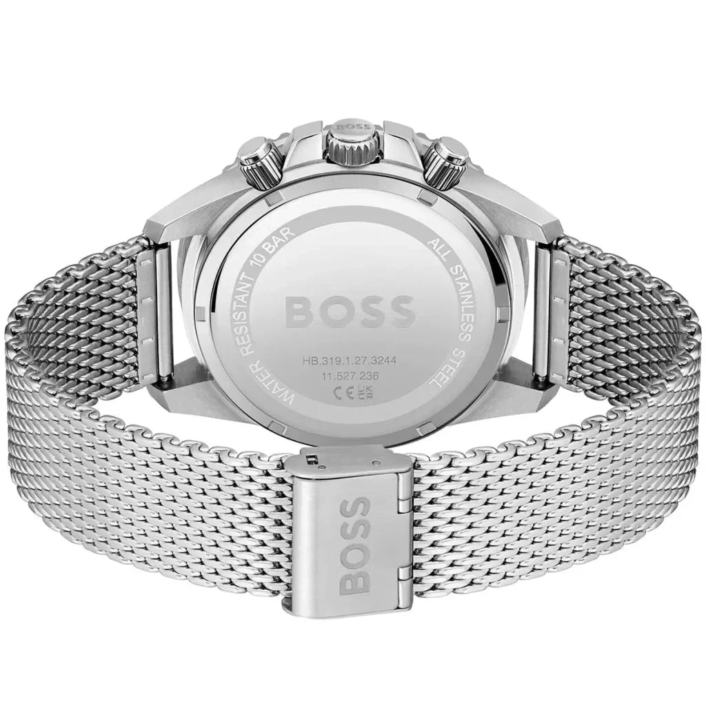 Hugo Boss Admiral 1513905 Men's Green Diver Watch Silver Mesh