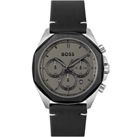 Hugo Boss Cloud 1514014 Men's Grey Dial Watch Black Leather