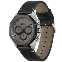 Hugo Boss Cloud 1514014 Men's Grey Dial Watch Black Leather
