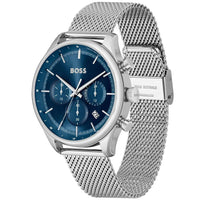 Hugo Boss Gregor 1514052 Men's Silver Steel Mesh Watch with Blue Dial