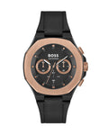 Hugo Boss Taper 1514089 Men's Black & Rose Gold Watch with Leather Strap