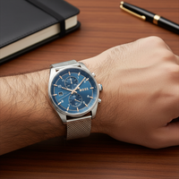 Hugo Boss Skytraveller 1514149 Men's Blue Dial Watch Silver Mesh