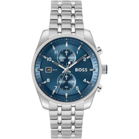 Hugo Boss Skytraveller 1514216 Men's Silver Steel Watch with Blue Dial