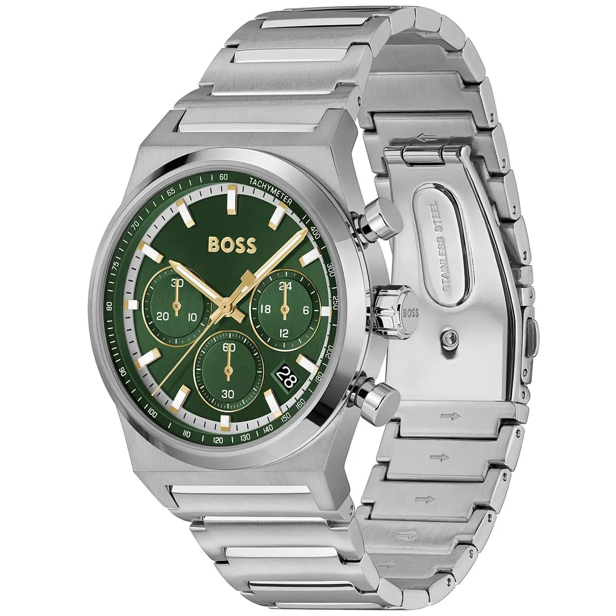 Hugo Boss Candor 1514220 Men's Silver Steel Watch with Green Dial
