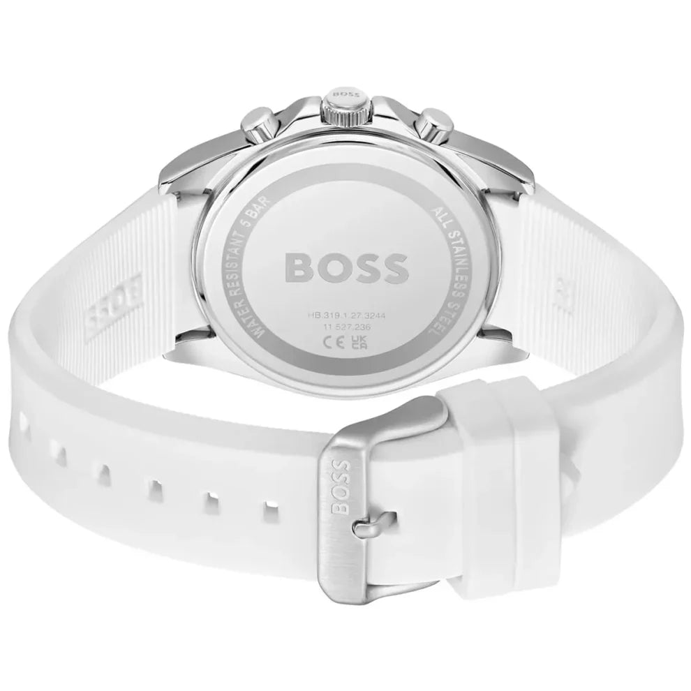 Hugo Boss Strike 1514238 Men's Blue Dial Watch with White Logo Rubber Strap