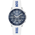 Hugo Boss Strike 1514238 Men's Blue Dial Watch with White Logo Rubber Strap