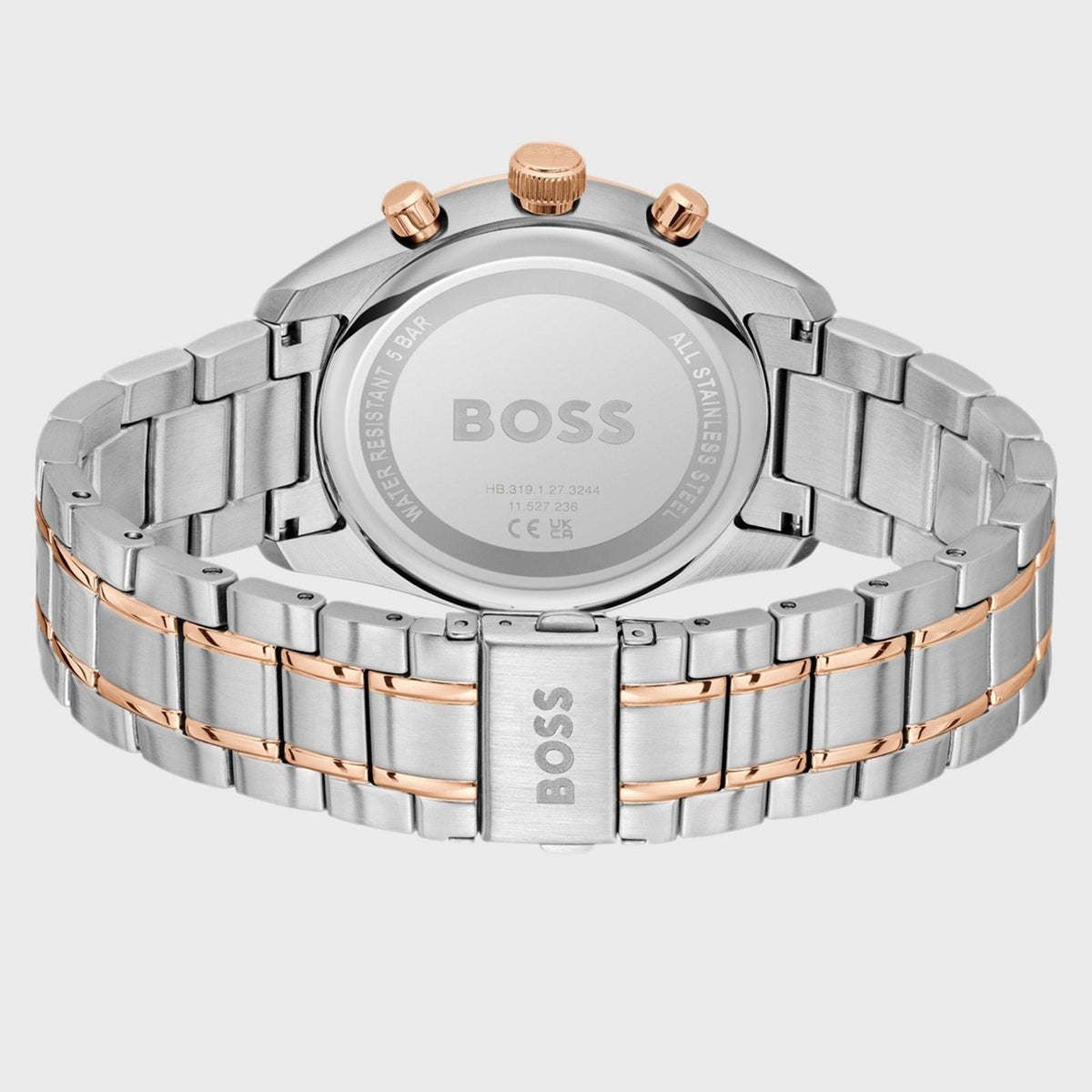 Hugo Boss Steer 1514252 Two-Tone Silver & Rose Gold Grey Dial Men's Watch