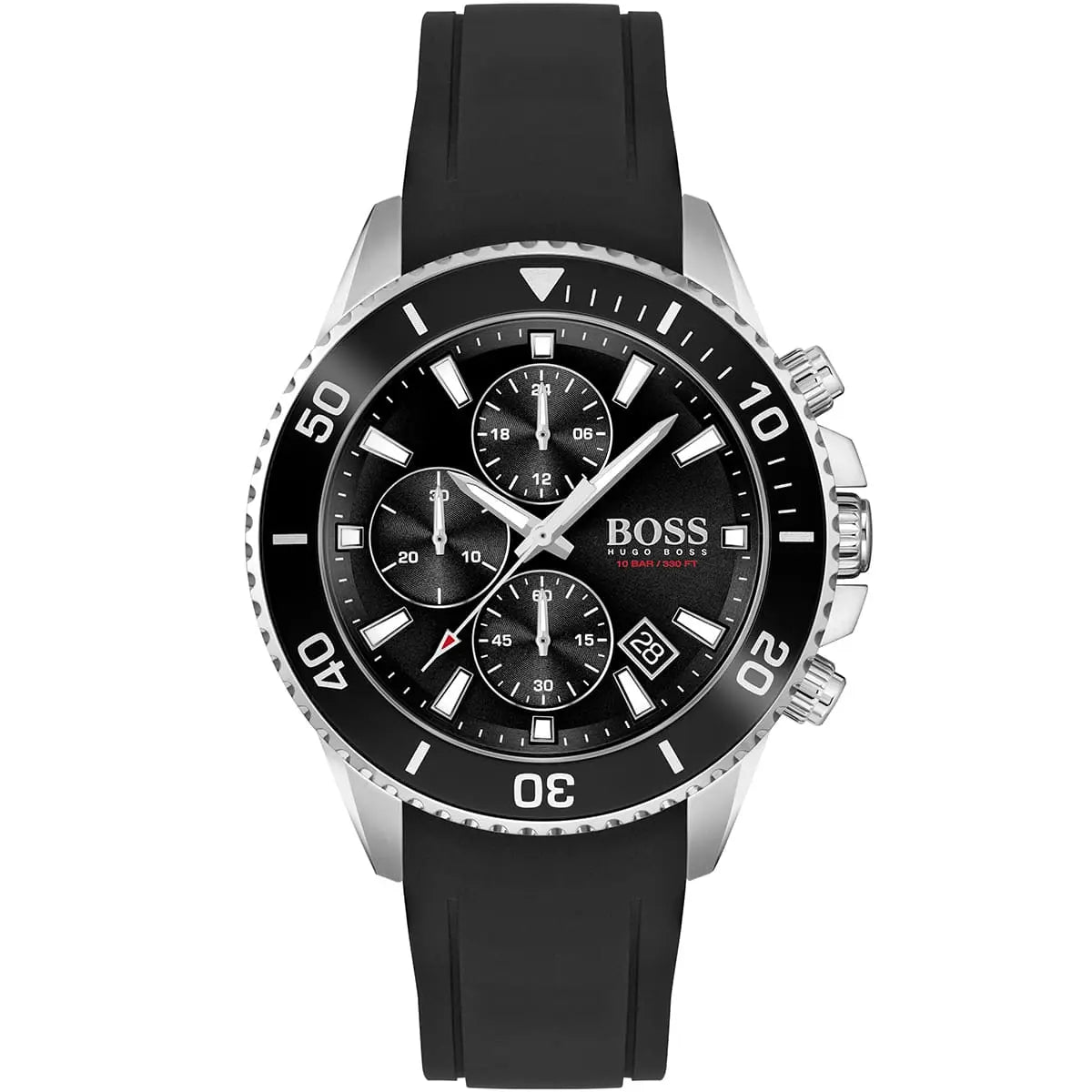 Hugo Boss Admiral 1513912 Black Dial Rubber Strap Chronograph Men's Watch
