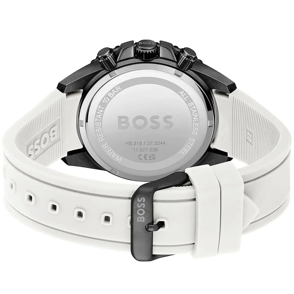 Hugo Boss Admiral 1513966 White Rubber Black Dial Chronograph Men's Watch