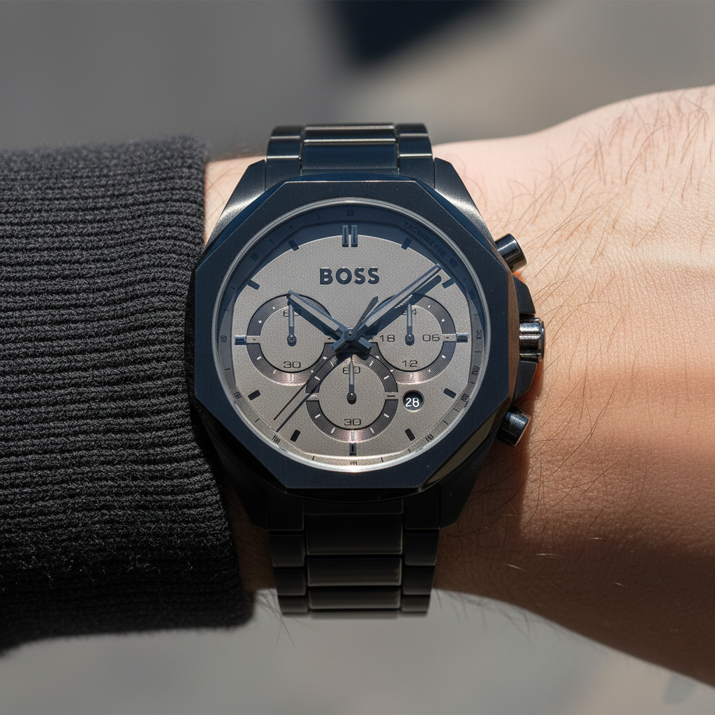 Hugo Boss Cloud 1514016 Grey IP Geometric Chronograph Men's Watch
