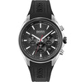 Hugo Boss Distinct 1513855 Silver Black Rubber Red Accents Men's Watch