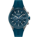 Hugo Boss Distinct 1513856 Gunmetal Blue Rubber Strap Chronograph Men's Watch