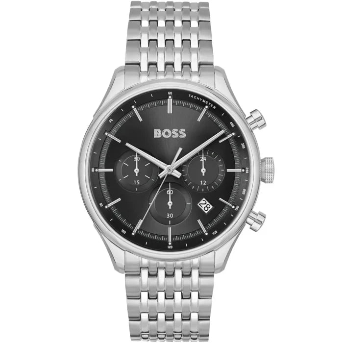 Hugo Boss Gregor 1514082 Silver Stainless Steel Black Dial Chronograph Watch