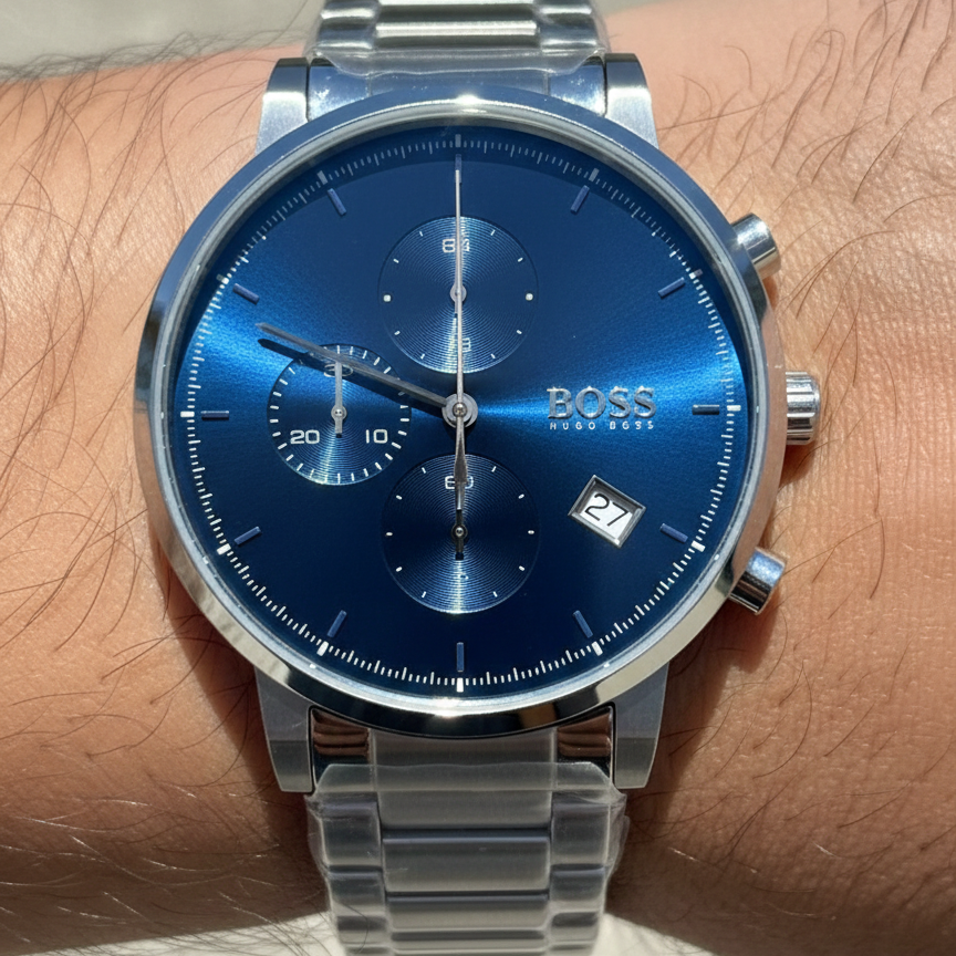 Hugo Boss Integrity 1513779 Silver-Tone Blue Dial Chronograph Men's Watch