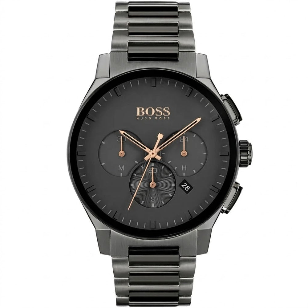 Hugo Boss Peak 1513814 Gunmetal Grey IP Silver Accents Men's Watch