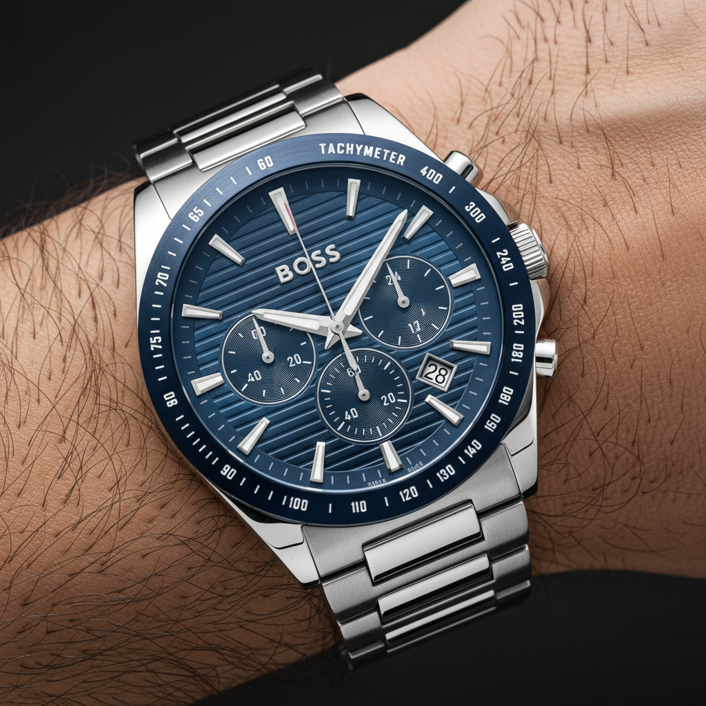 Hugo Boss Strike 1514240 Silver-Tone Blue Dial Chronograph Men's Watch