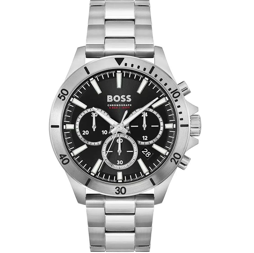 Hugo Boss Troper 1514057 Silver-Tone Black Dial Chronograph Men's Watch
