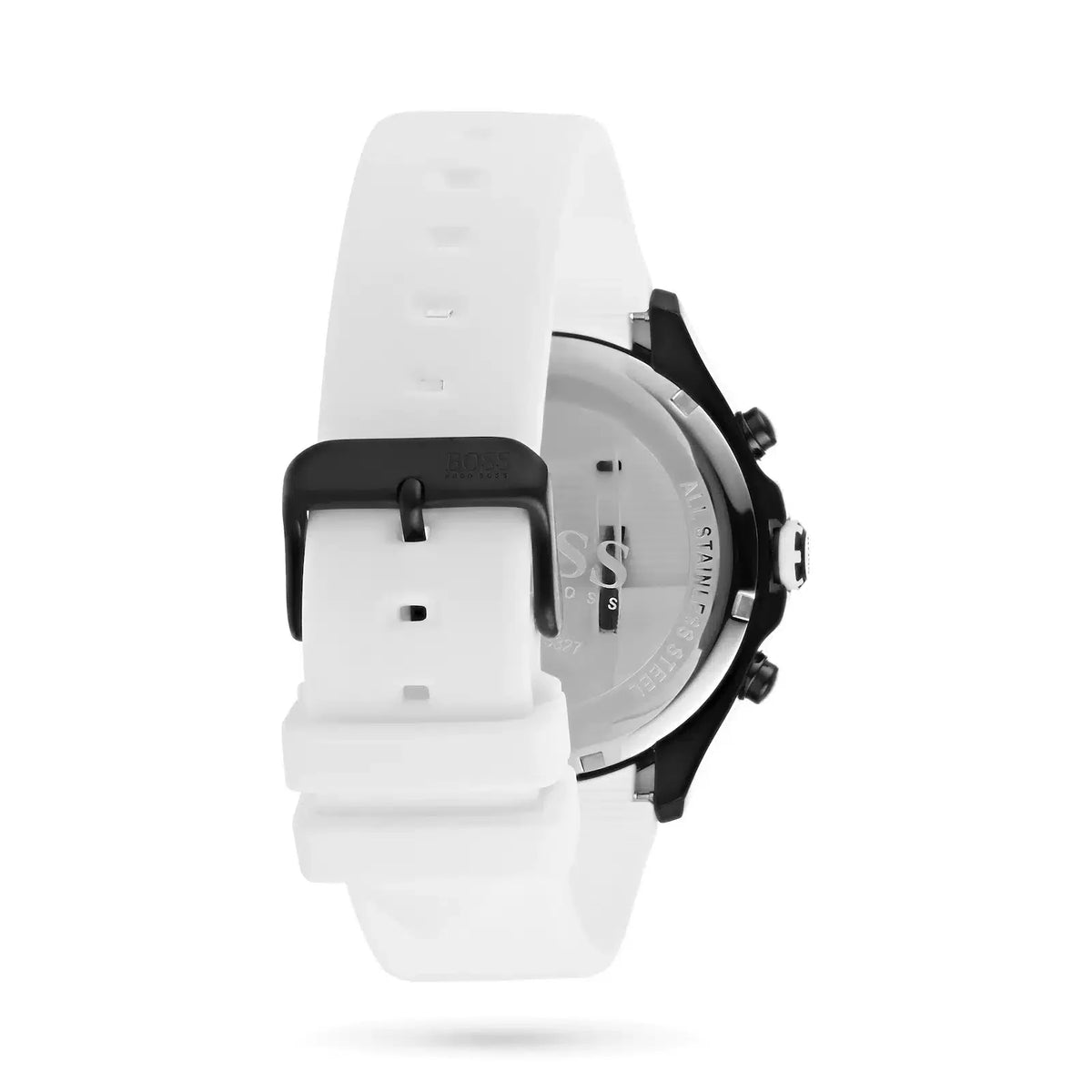 Hugo Boss Velocity 1513718 Black Dial White Rubber Strap Chronograph Men's Watch