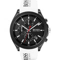 Hugo Boss Velocity 1513718 Black Dial White Rubber Strap Chronograph Men's Watch
