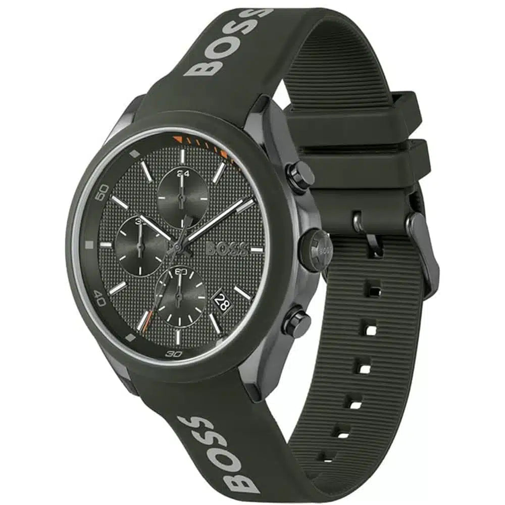 Hugo Boss Velocity 1514060 Green IP Green Rubber Strap Chronograph Men's Watch