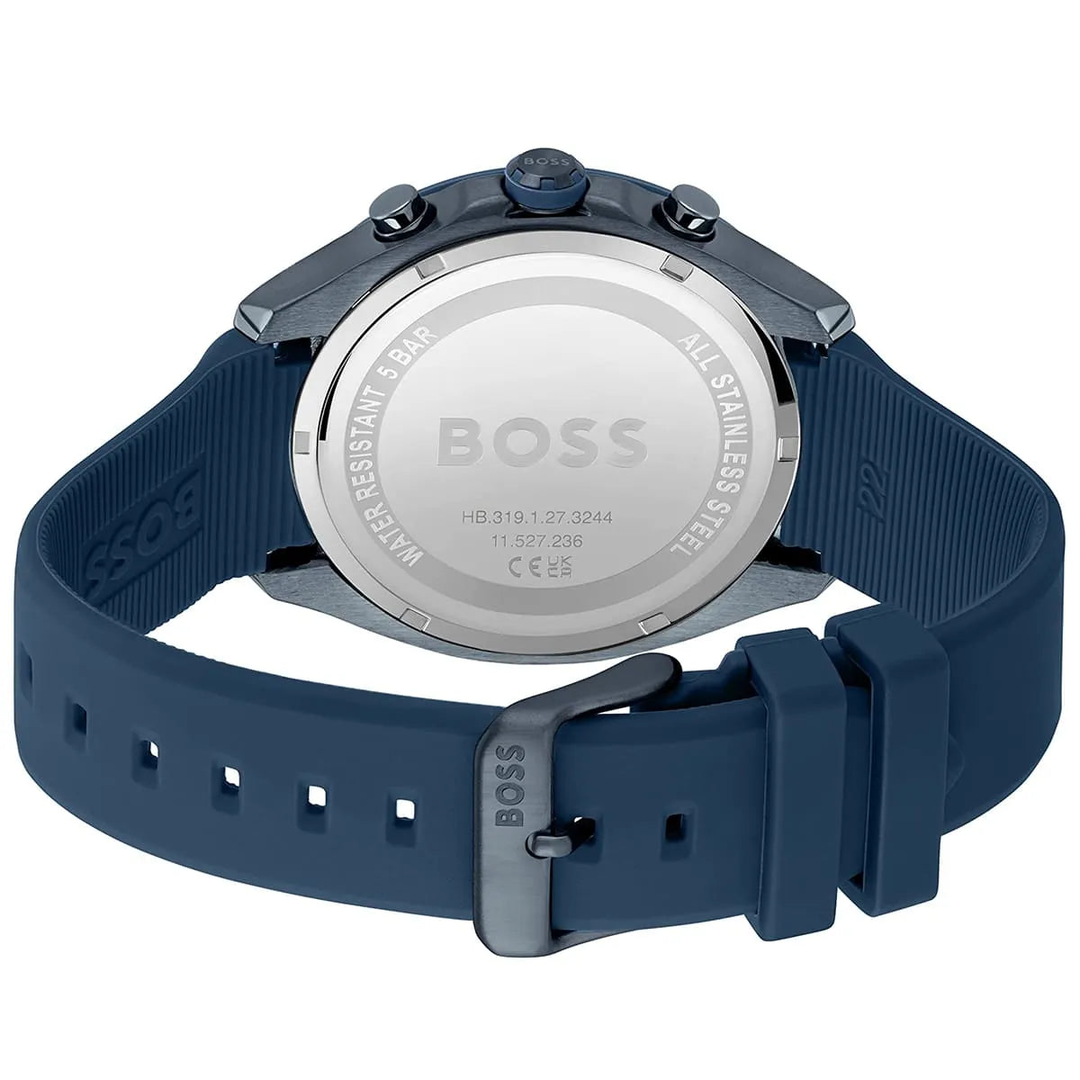 Hugo Boss Velocity 1514061 Blue IP Blue Rubber Strap Chronograph Men's Watch