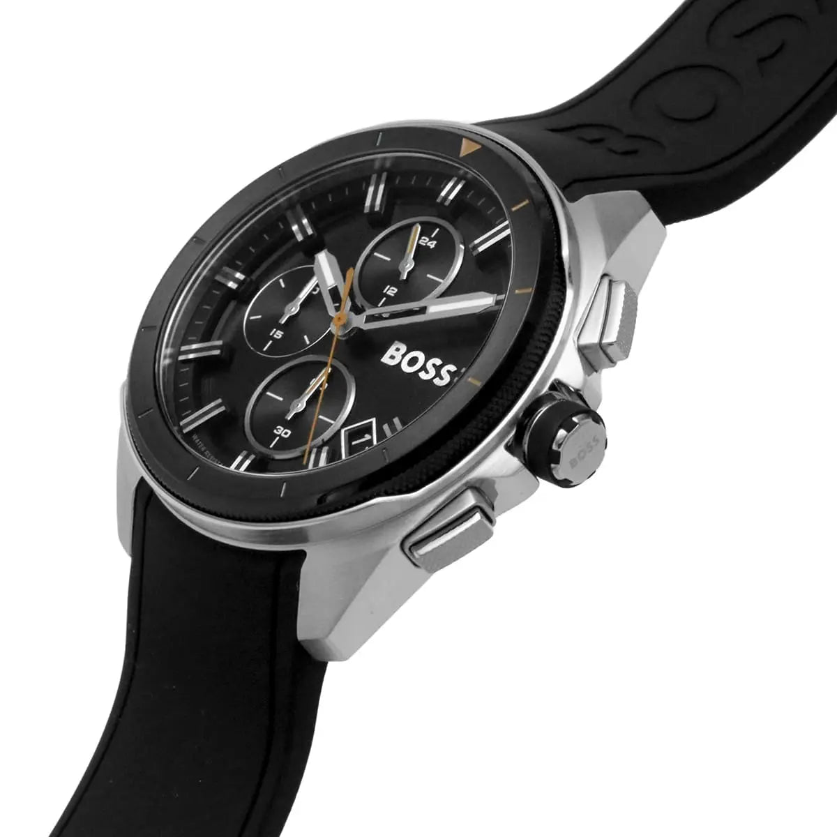 Hugo Boss Volane 1513953 Silver Case Black Rubber Strap Men's Watch