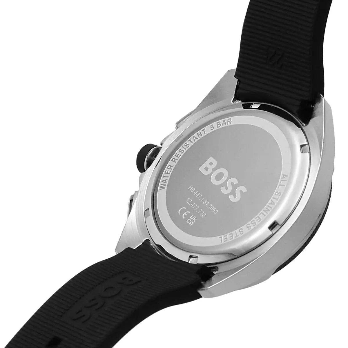 Hugo Boss Volane 1513953 Silver Case Black Rubber Strap Men's Watch