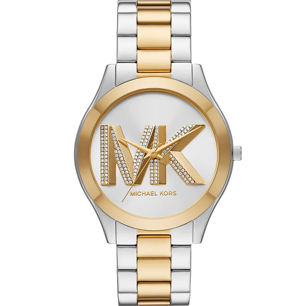 Michael Kors MK4735 Women’s Silver Dial Two-Tone Stainless Steel Crystal Logo Watch