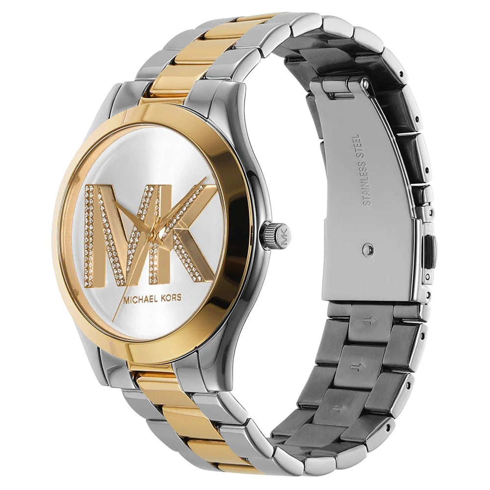 Michael Kors MK4735 Women’s Silver Dial Two-Tone Stainless Steel Crystal Logo Watch