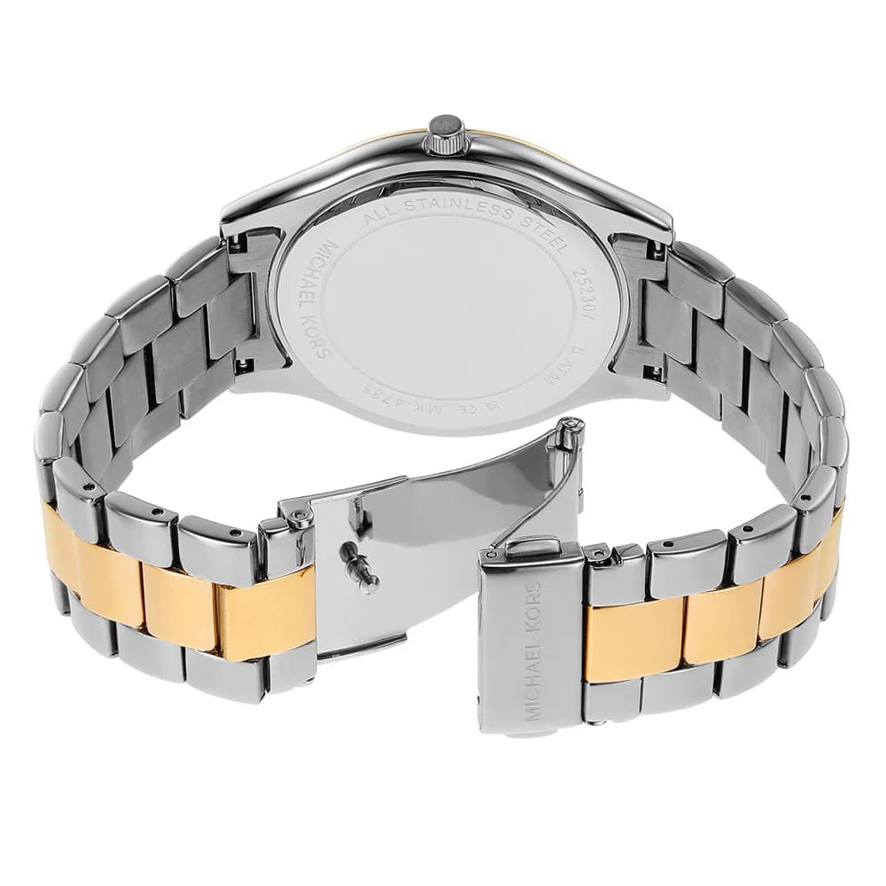 Michael Kors MK4735 Women’s Silver Dial Two-Tone Stainless Steel Crystal Logo Watch