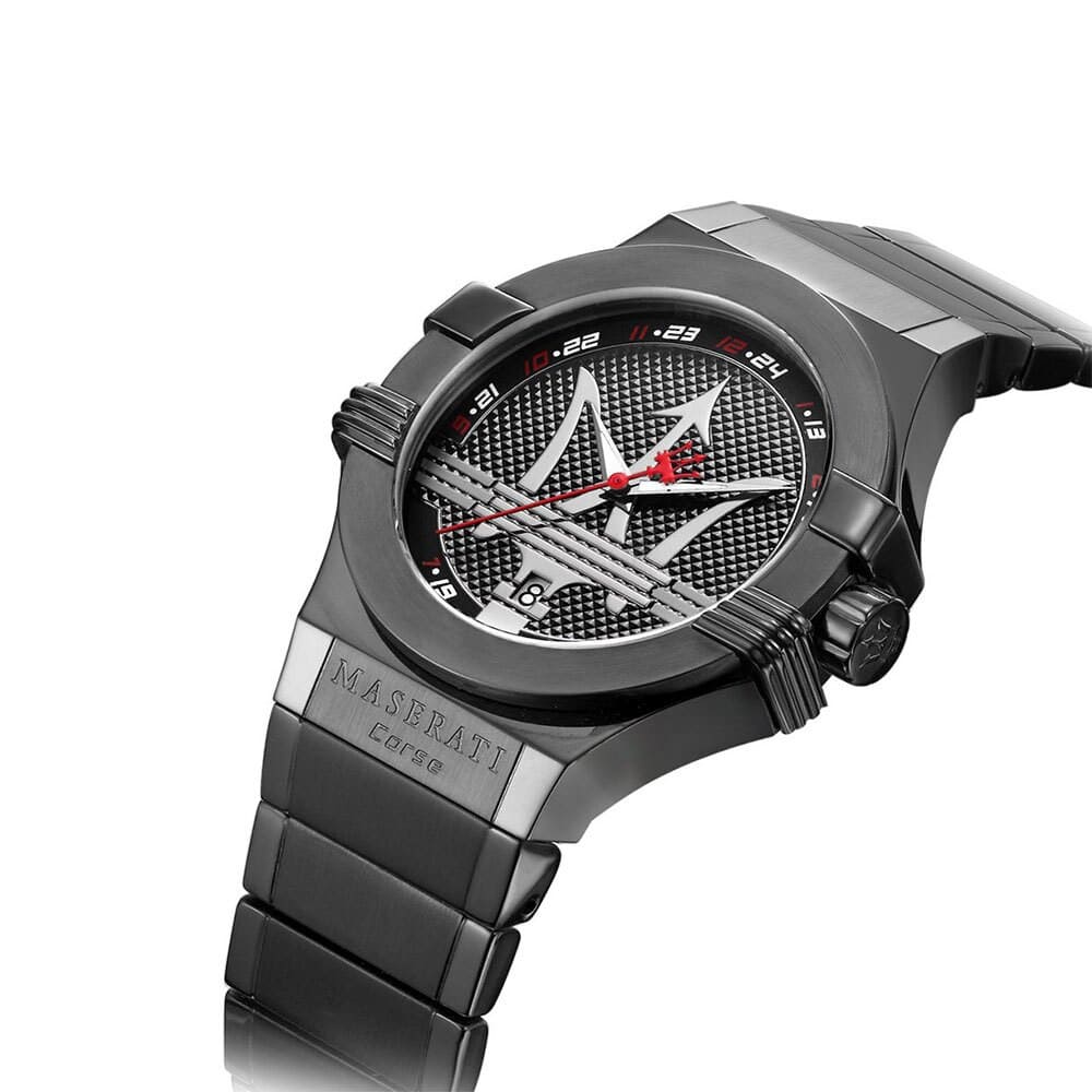 Maserati Potenza R8853108003 Men's Black Stainless Steel Big Logo Watch