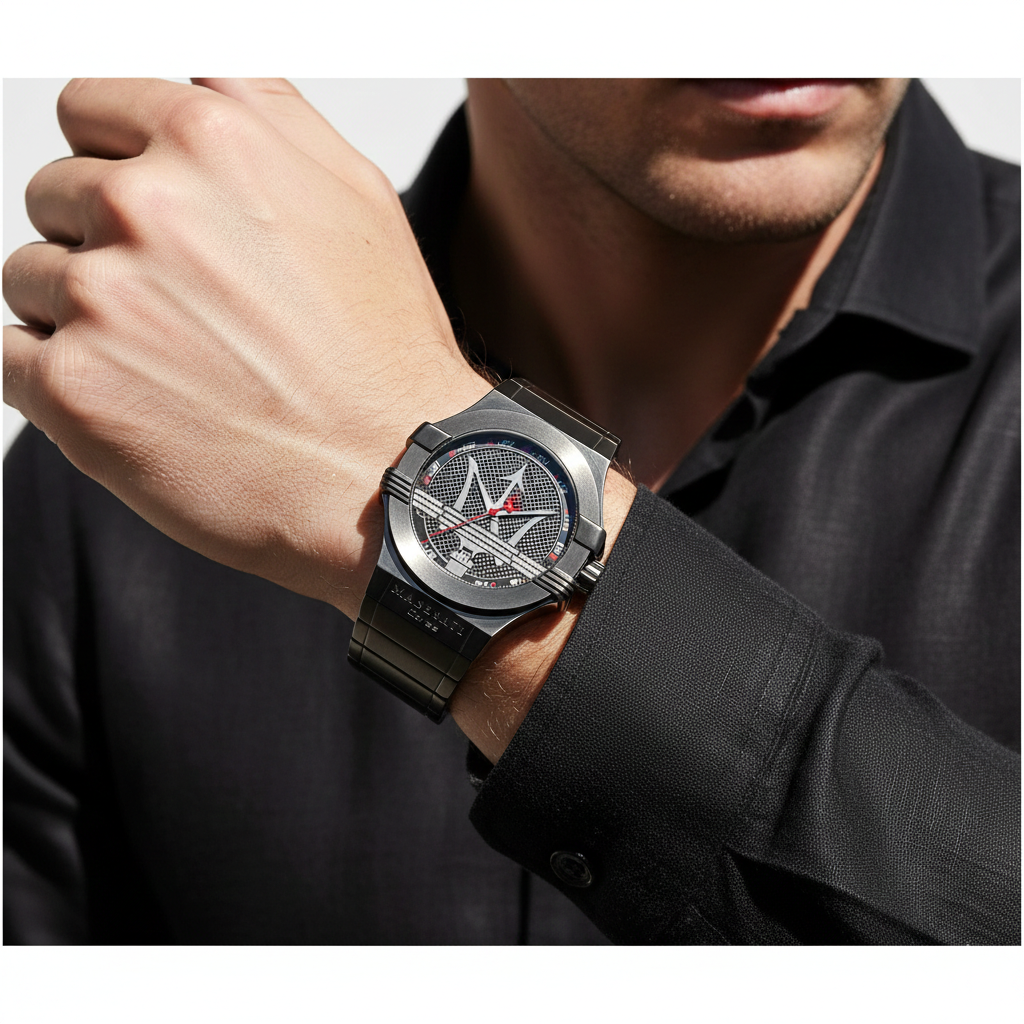 Maserati Potenza R8853108003 Men's Black Stainless Steel Big Logo Watch