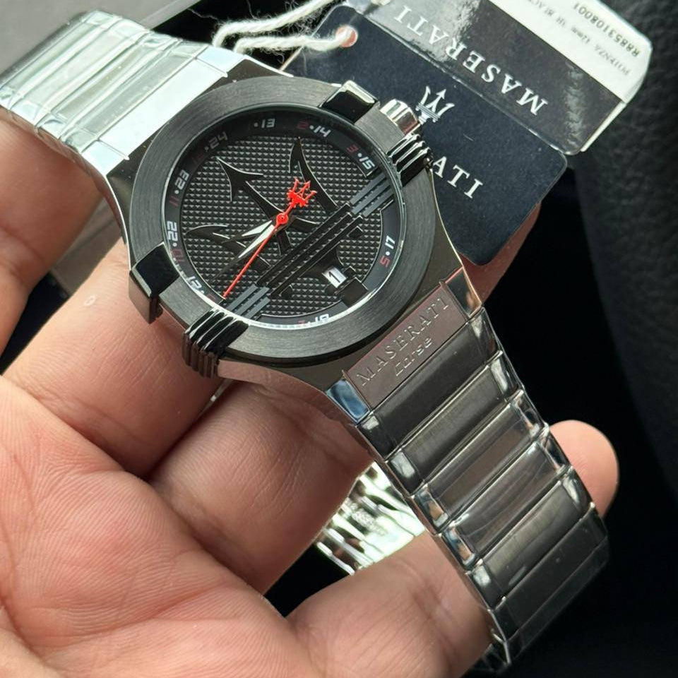 Maserati Potenza R8853108003 Men's Black Stainless Steel Big Logo Watch