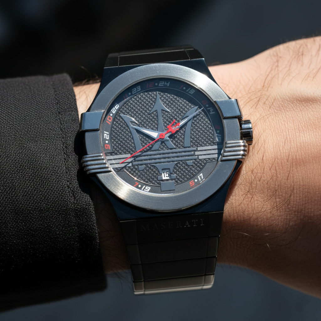 Maserati Potenza R8853108003 Men's Black Stainless Steel Big Logo Watch