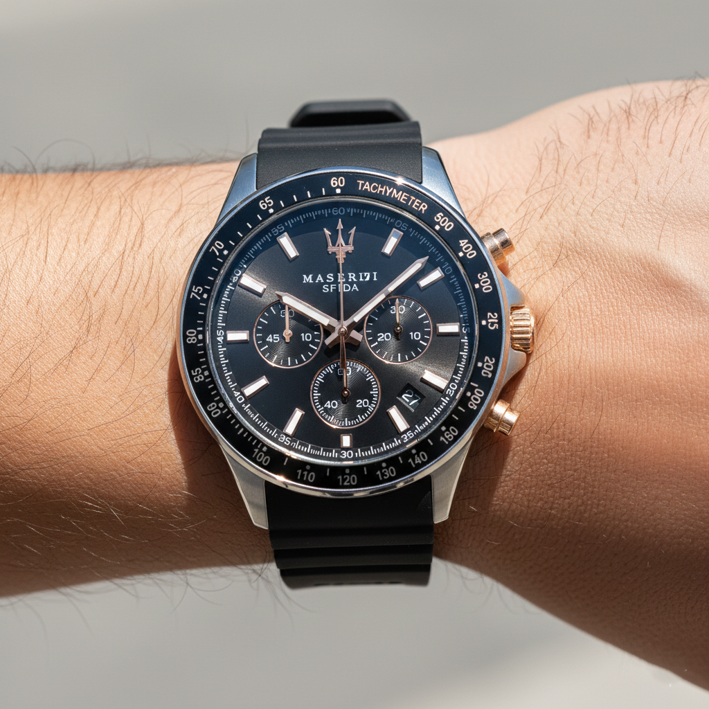 Maserati Sfida R8871640002 Men's Two-Tone Watch Black Rubber