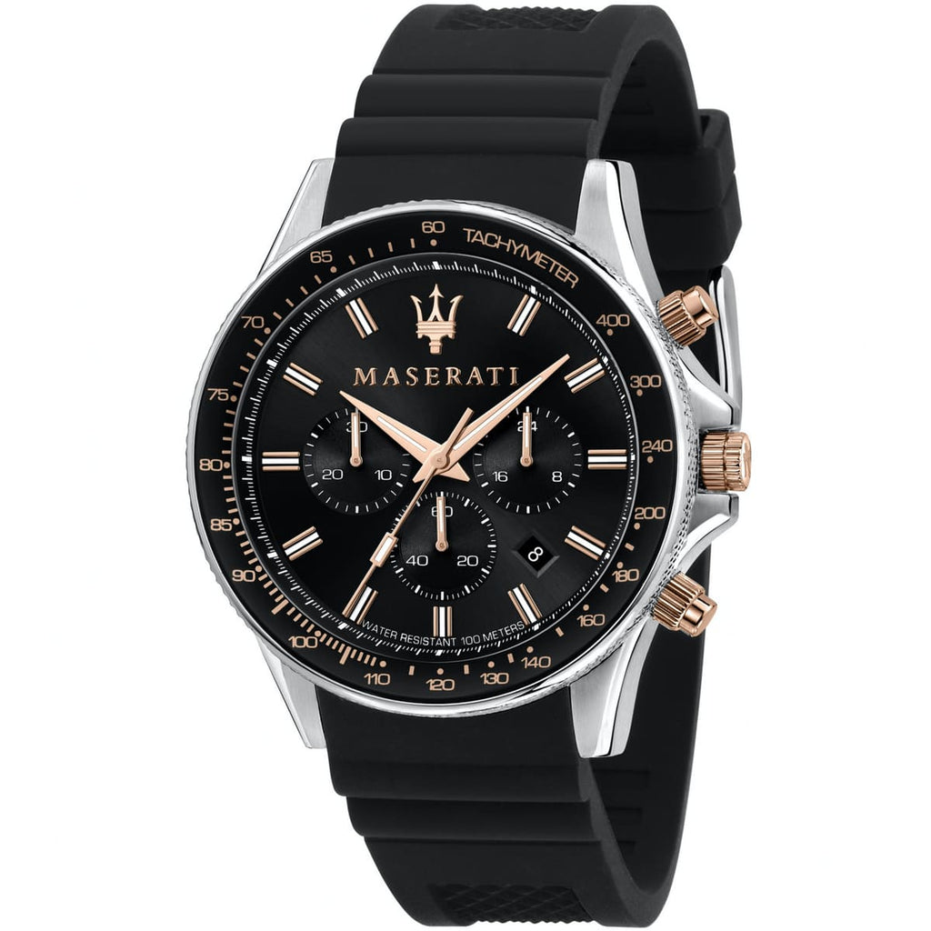 Maserati Sfida R8871640002 Men's Two-Tone Watch Black Rubber