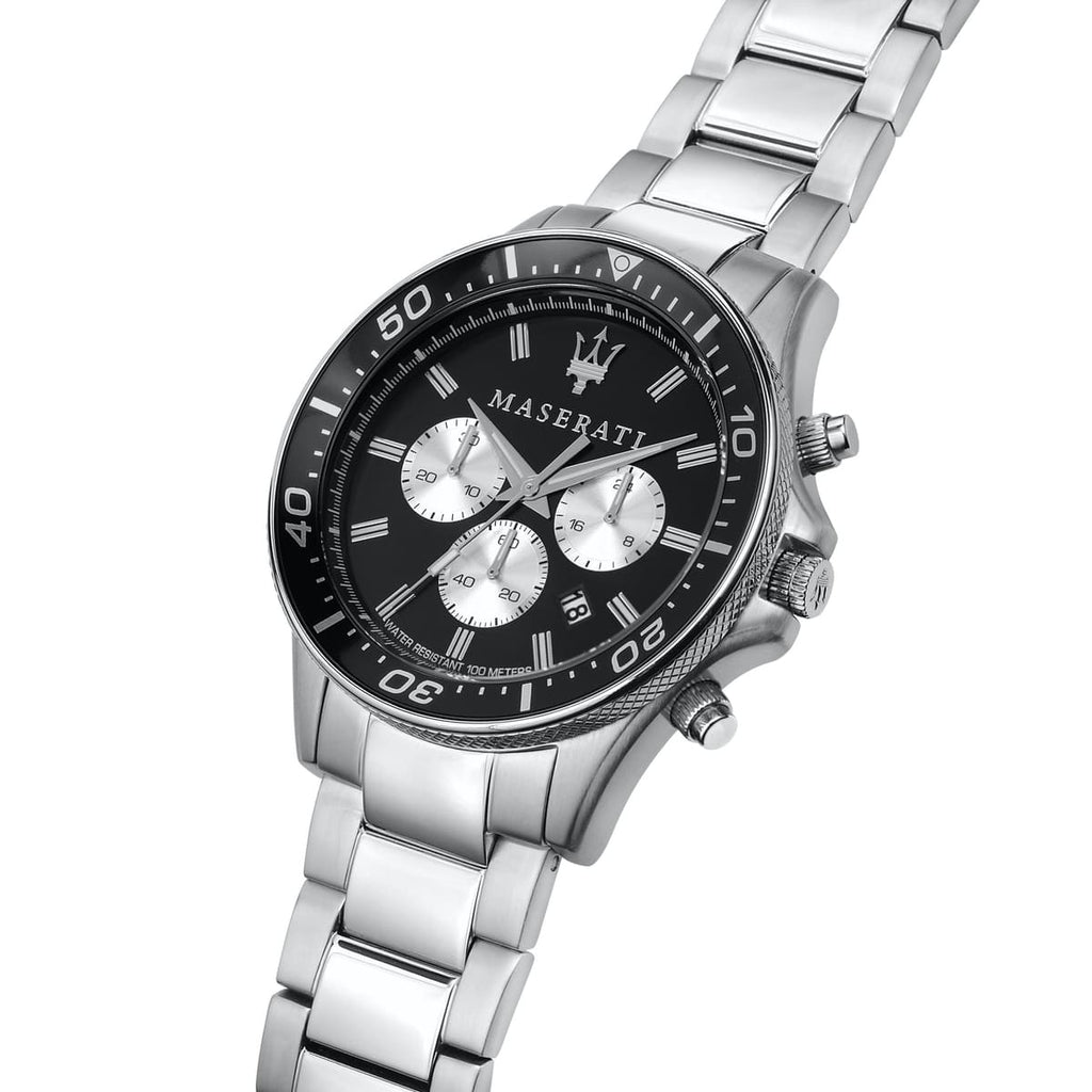 Maserati Sfida R8873640004 Silver Stainless Steel Black Dial Diver Style Watch