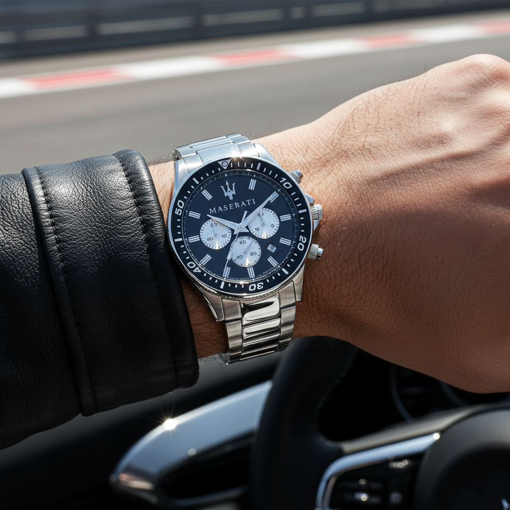 Maserati Sfida R8873640004 Silver Stainless Steel Black Dial Diver Style Watch