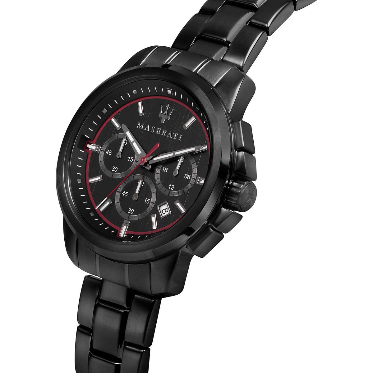 Maserati Successo R8873621014 All-Black Stainless Steel Red Accents Watch
