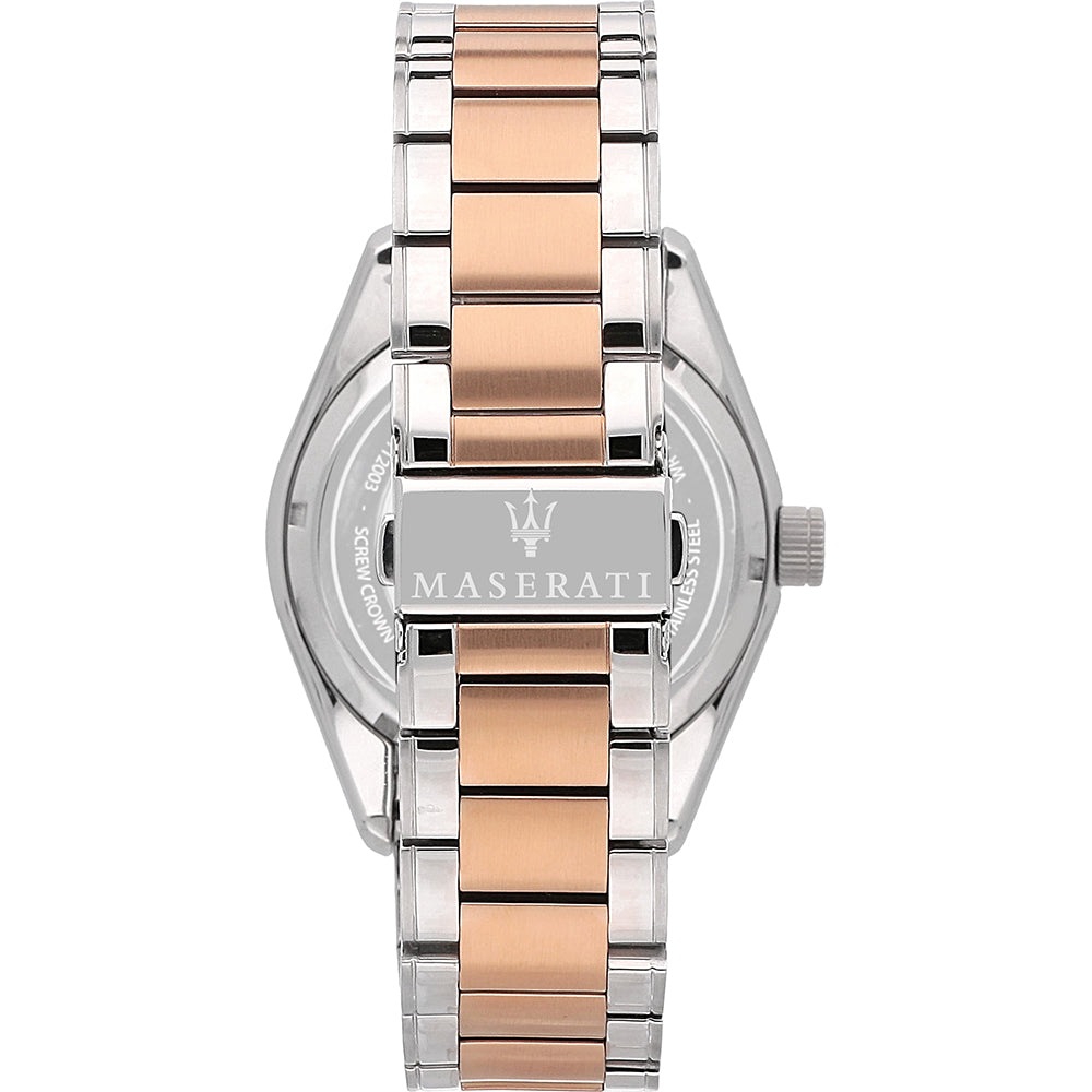 Maserati Traguardo R8823112001 Two-Tone Rose Gold White Open Heart Automatic Men's Watch