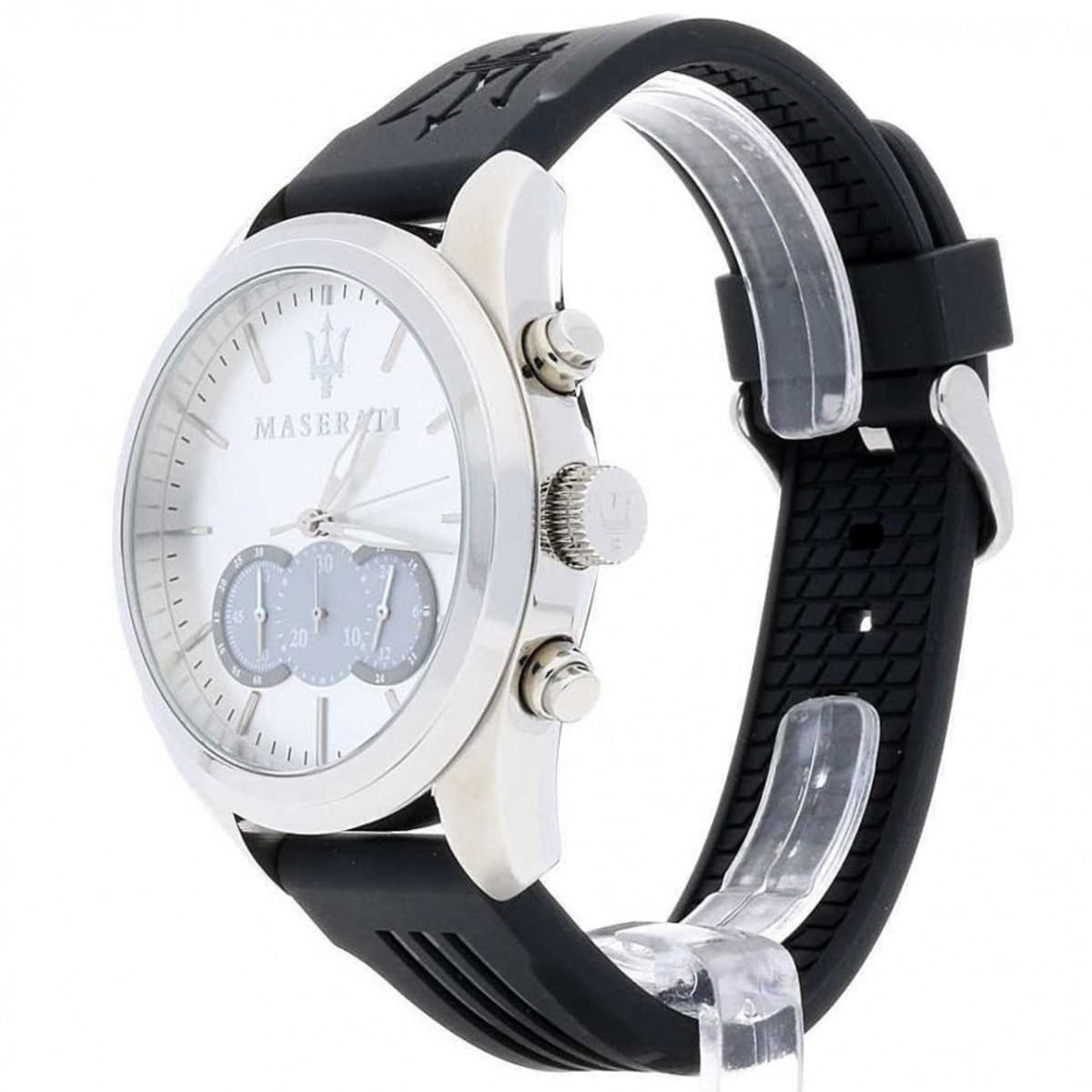 Maserati Traguardo R8871612012 Men's Silver Case Black Rubber Watch