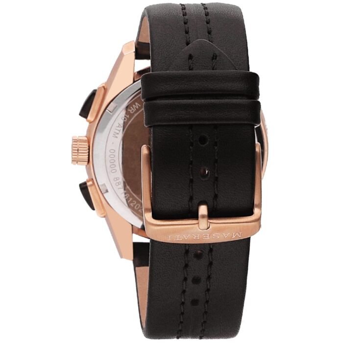 Maserati Traguardo R8871612024 Rose Gold Case Blue Dial Brown Leather Watch