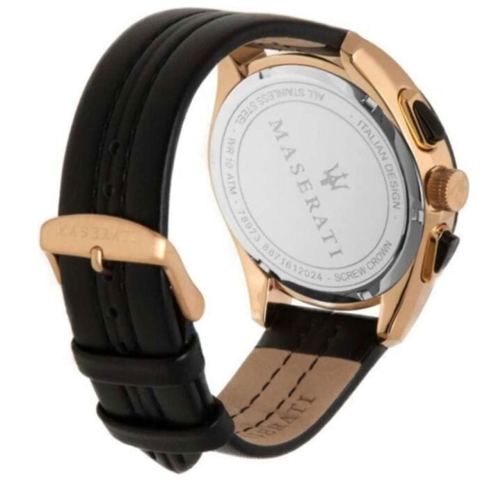 Maserati Traguardo R8871612024 Rose Gold Case Blue Dial Brown Leather Watch