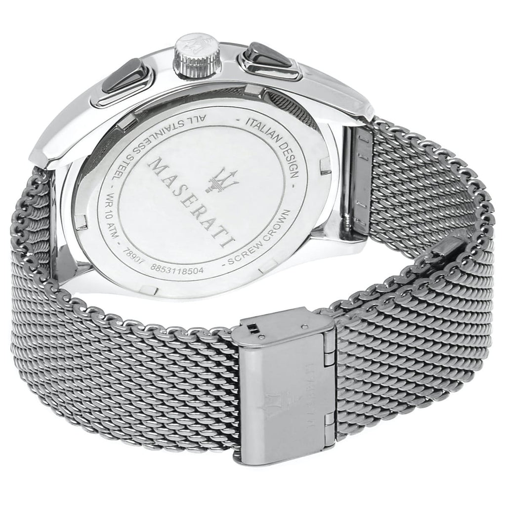 Maserati Traguardo R8873612006 Silver Case Gunmetal Mesh Chronograph Watch