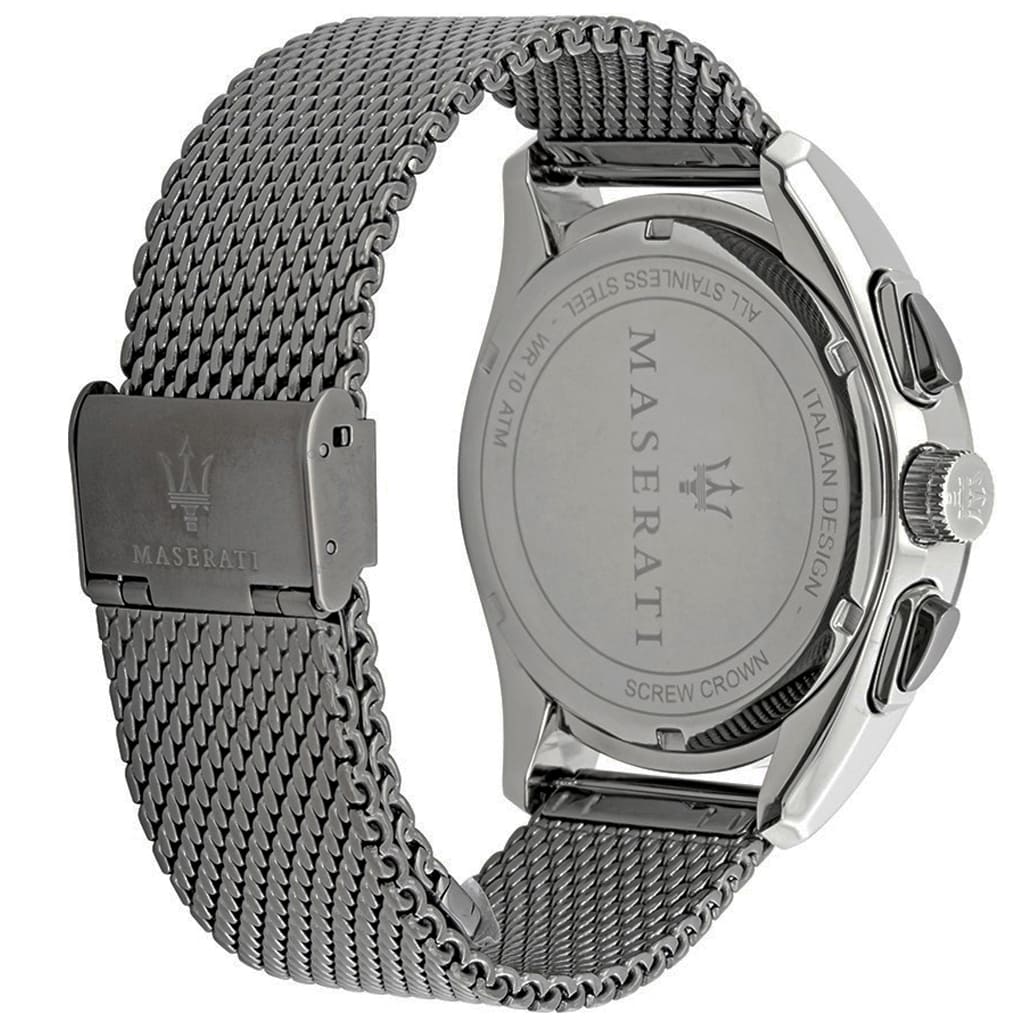Maserati Traguardo R8873612006 Silver Case Gunmetal Mesh Chronograph Watch