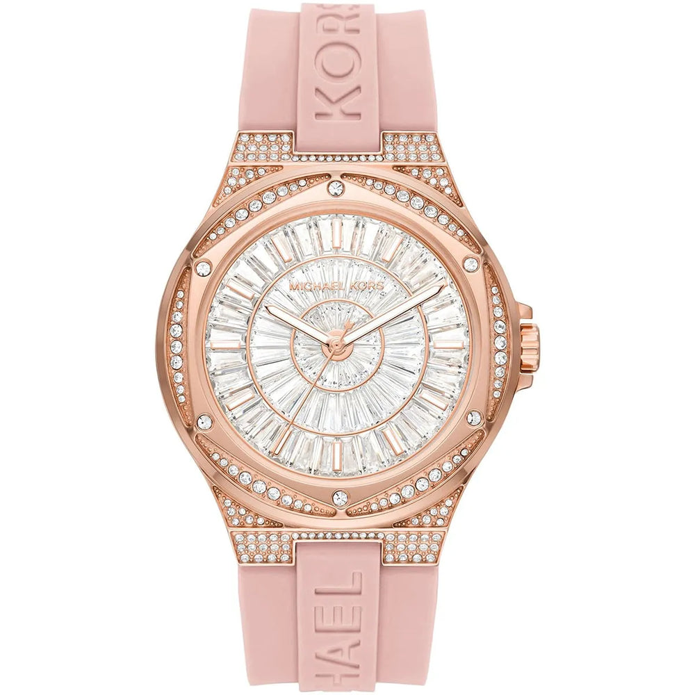 Michael Kors Camille MK7334 Rose Gold Glitz & Pink Silicone Watch